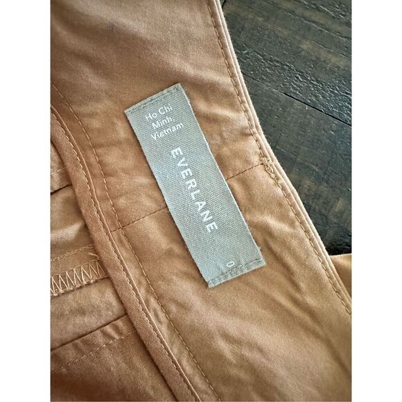 Everlane Pleated Poplin Tapered Tan Cotton Pants Size 0 - Picture 4 of 5